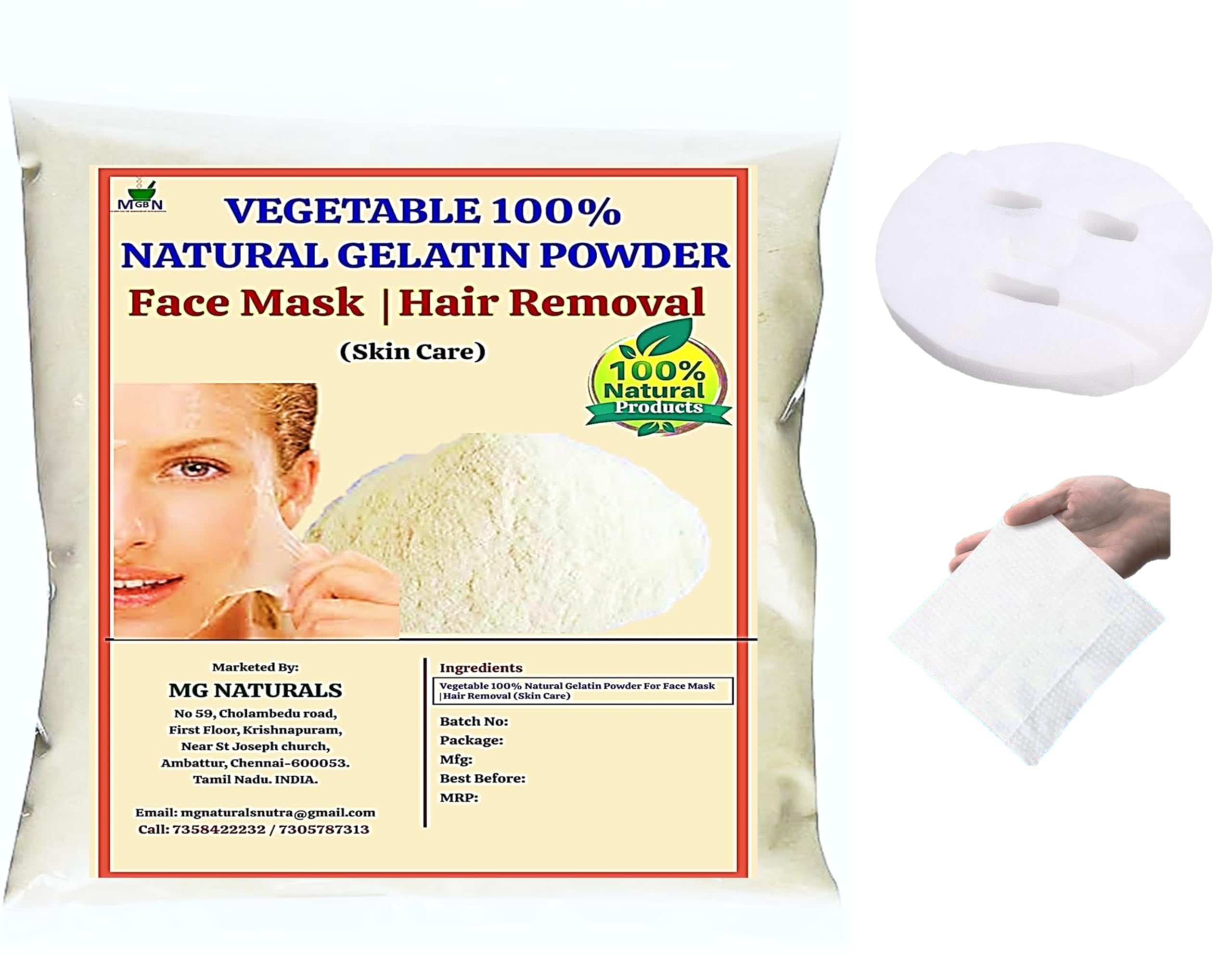 Gelatin Powder for Face Mask/Hair Removal Skin Care (25 g)