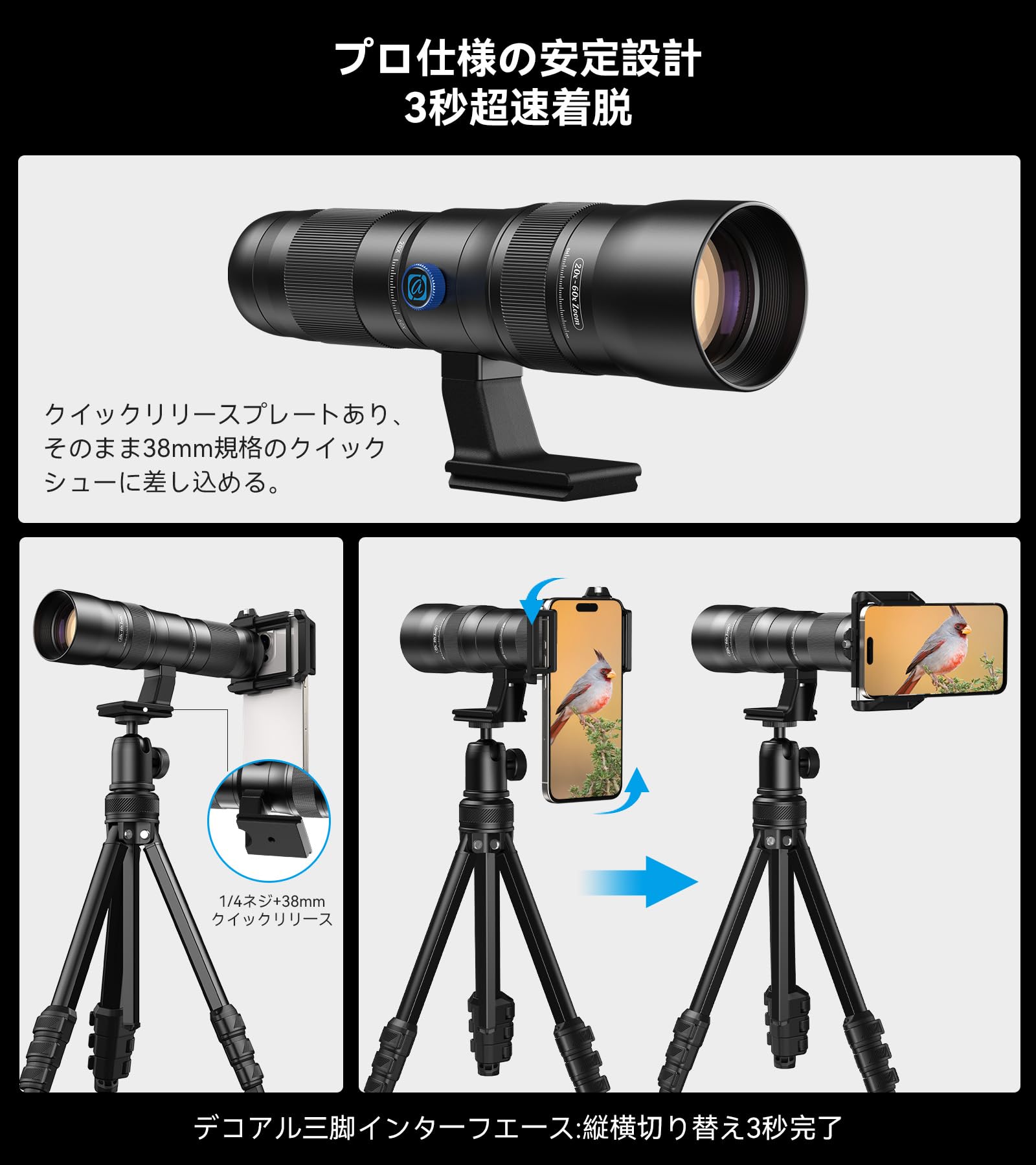 Apexel 20-60x Telephoto Lens Kit For Smart Phone