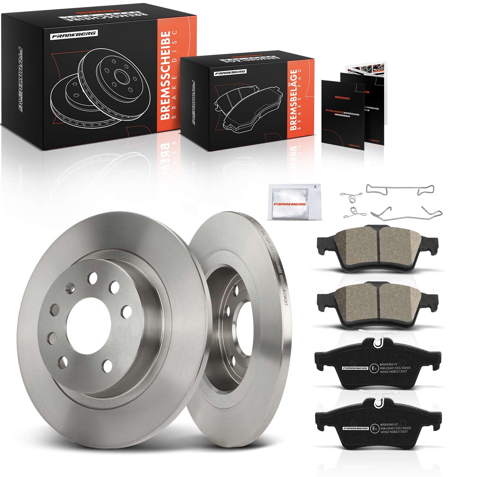 Frankberg Bremsensatz inkl. 2x Bremsscheiben + 4x Bremsbeläge Hinten Kompatibel mit Vectra C CaR.A.Van Z02 Vectra C CC Z02 Signum Z03 Replace# 13322091, 93190338