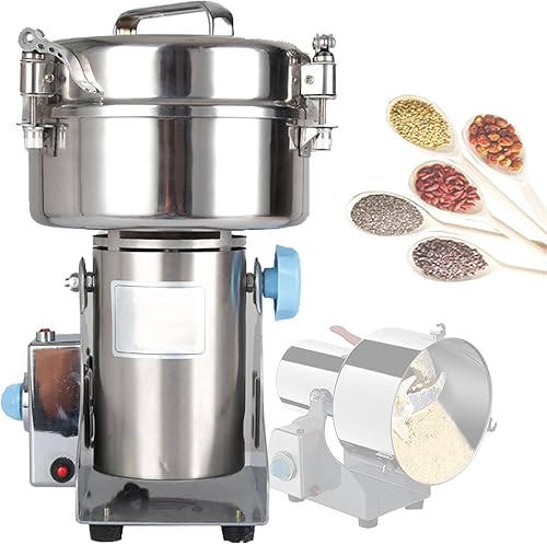 Stainless Steel Electric Superfine Grain Grinder Mill - 100015002000g,Overload Protection,Open Cover Stop,Ideal for Cereal Herb Spice Nut