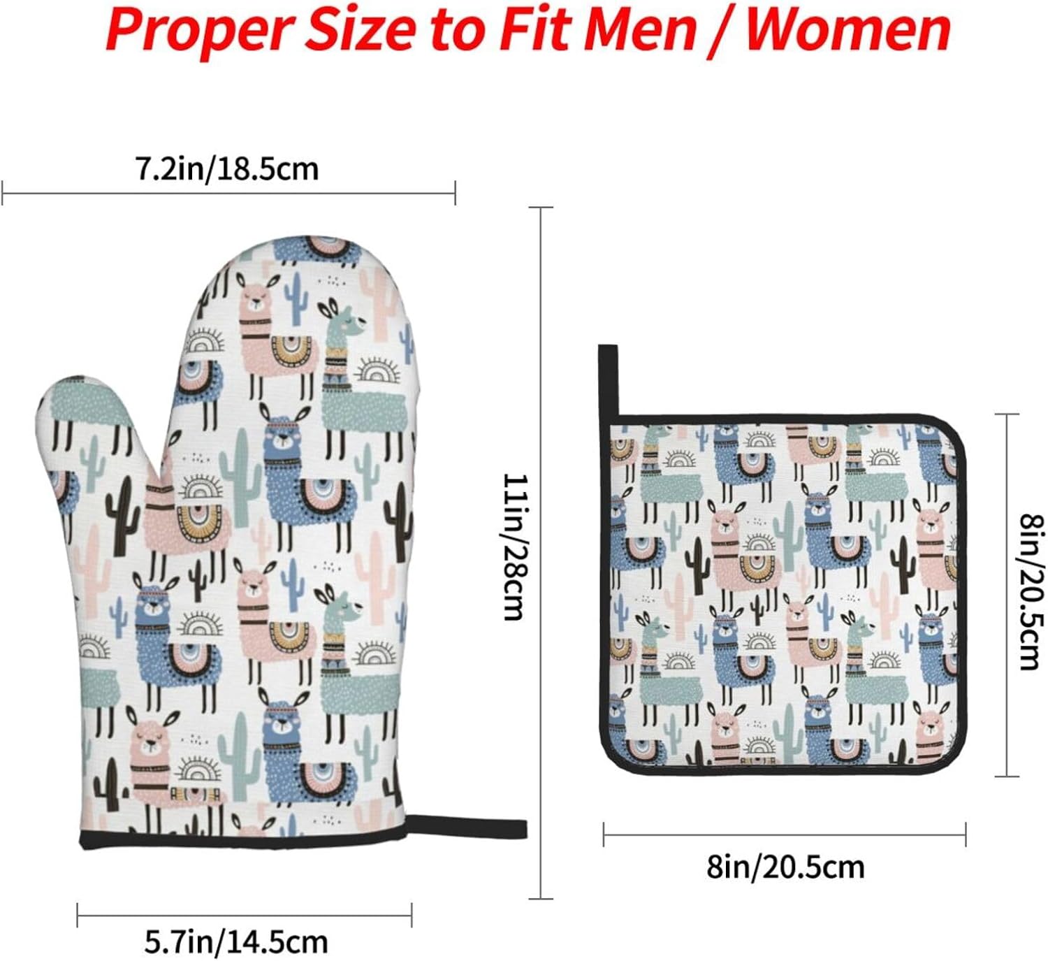 Tropical Cactus Animal Lama Kitchen baking four piece set, fit for cooking and baking, oven, microwave, and outdoor barbecue