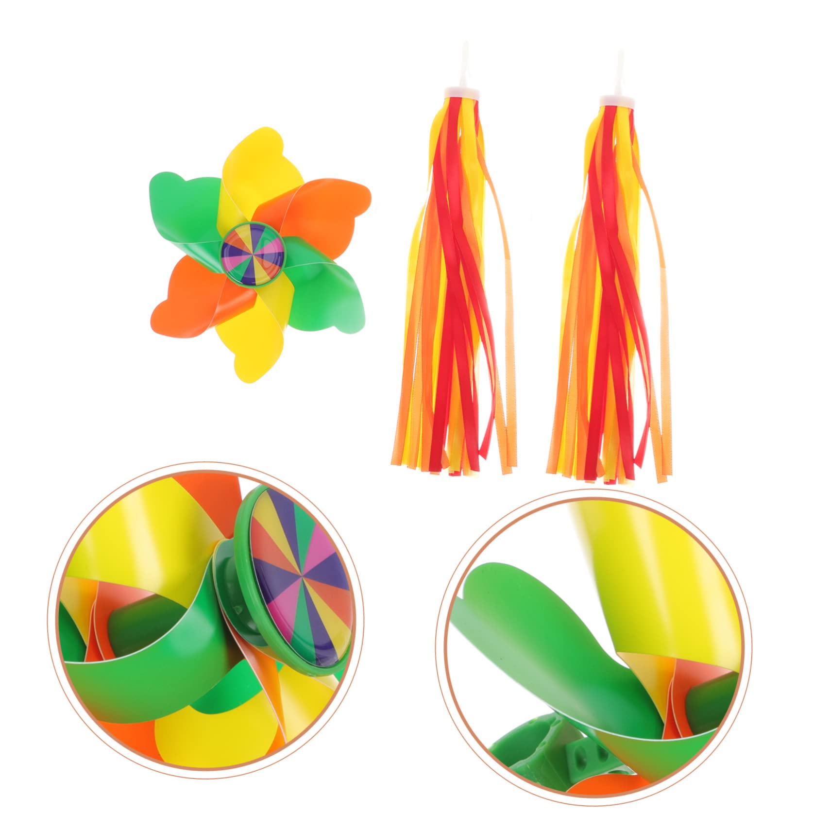 ifundom 1 Set Bike Streamers for Scooters Durable Pinwheel Ribbons Easy to Install Handlebar Decorations for Bikes Bright and Fun