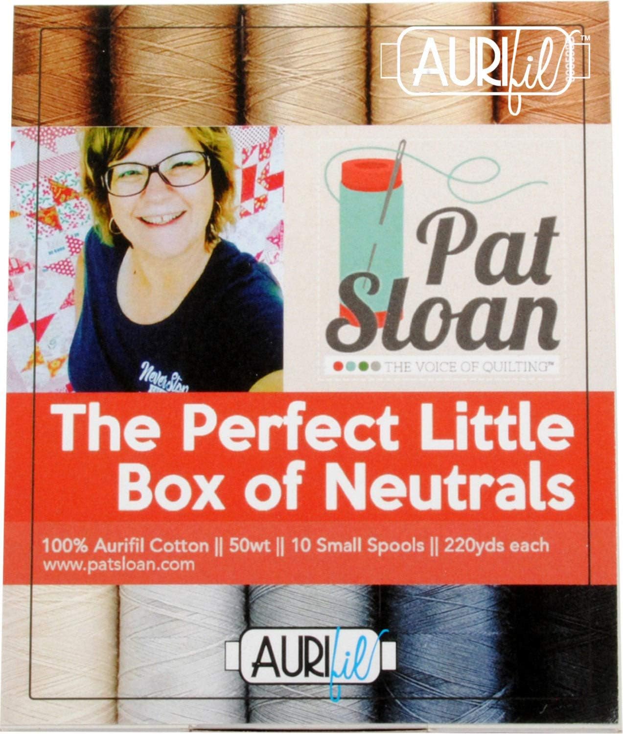 Pat Sloan The Perfect Little Box of Neutrals Aurifil Thread Kit 10 Small Spools 50 Weight PS50PN10
