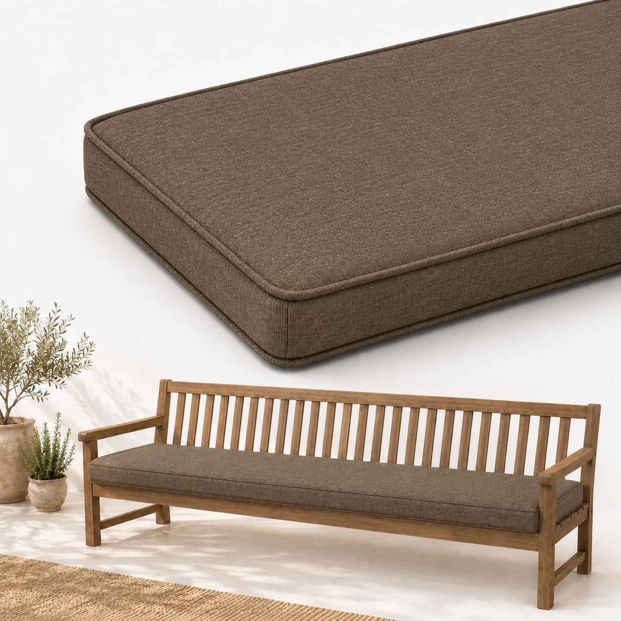 AZMAHT Linen Bench Cushion Indoor - Comfort Seat Pad for Dining Bench Window