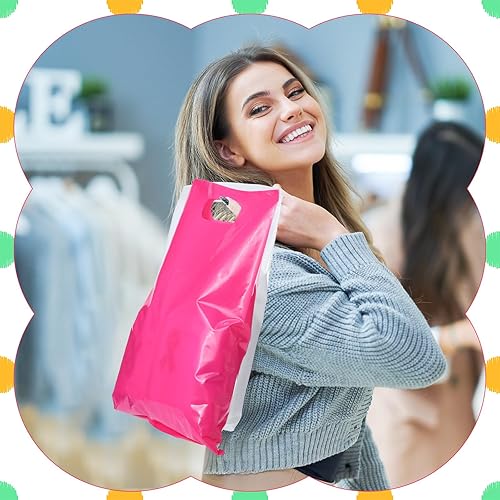 Miniatura 2 de Patelai 500 bolsas de plástico pequeñas de regalo de 7.9 x 11.8 pulgadas, pequeñas bolsas de plástico con asas, recuerdos de fiesta para fiestas de