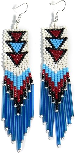 Pendientes hechos a mano con cuentas de cristal de estilo nativo americano, pendientes de cuentas nativas al estilo mexicano de artesanos, regalos