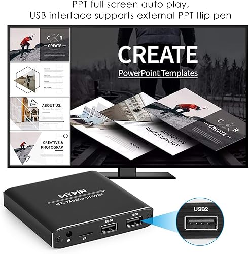 Miniatura 6 de Reproductor multimedia 4K con fuente de alimentación, reproductor de MP4 digital para disco duro de 8 TBunidad USBtarjeta TFH.265 MP4 PPT MKV AVI