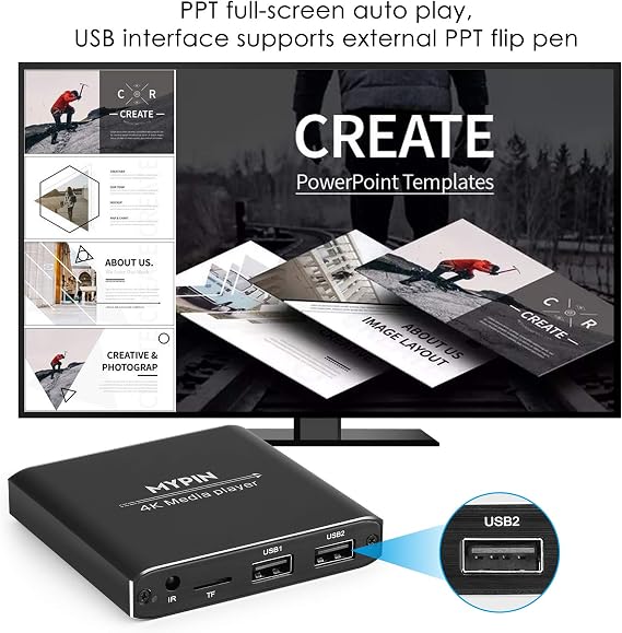 4K@30hz Media Player with Remote Control, HDMI up to 7.1 Surround Sound