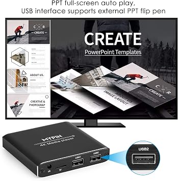 4K@30hz Media Player with Remote Control, HDMI up to 7.1 Surround Sound