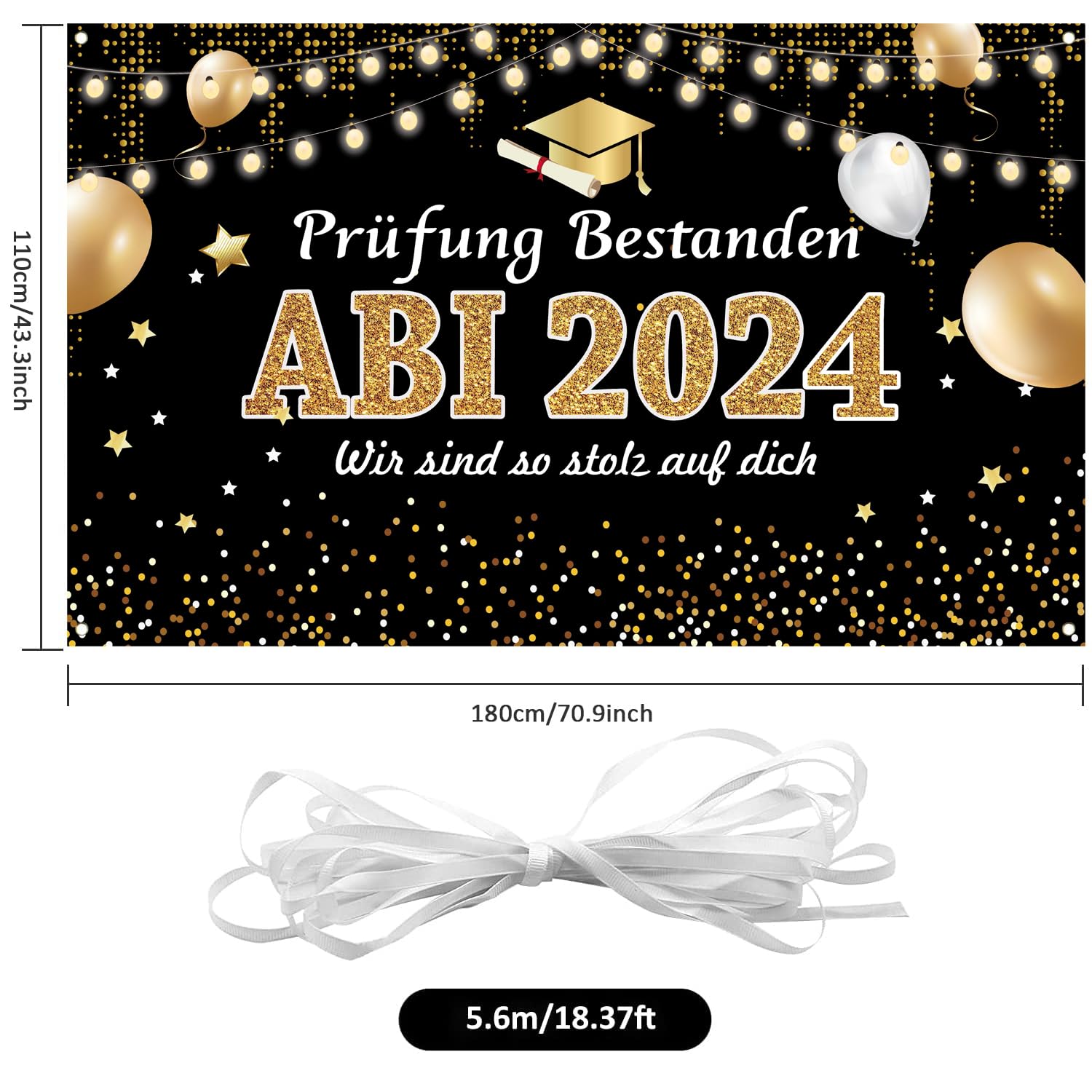 48 Abschluss-Servietten 'Congrats Grad' (33x33 Cm) In Schwarz-Gold - Tischdeko Für Graduation Party 2024