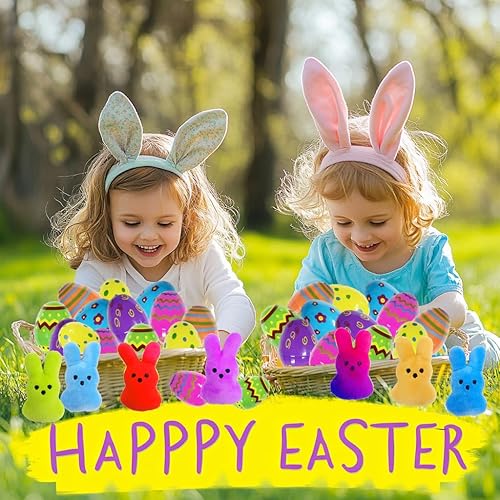 Miniatura 6 de 24 piezas de huevos de Pascua prellenados con conejito de peluche, juguetes de animales para decoración de llavero, juguete de peluche ideal para