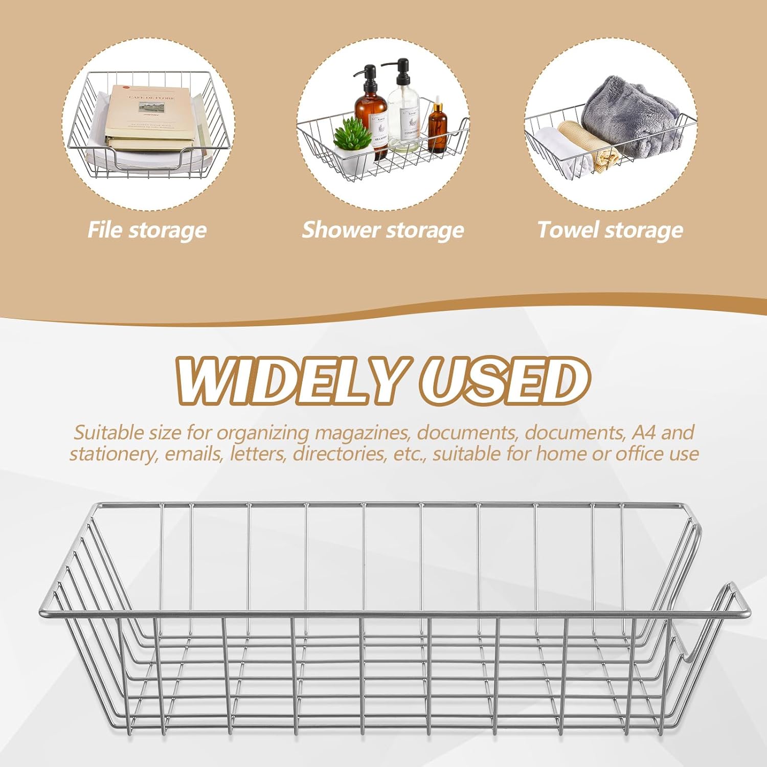 Yeaqee 6 Pcs Letter Tray Wire Paper Trays Stackable File Desk Organizer Metal File Paper Holder Basket for Desk Desktop Letter Storage for Office Home Classroom School(14'' x 10'' x 3'',Silver)