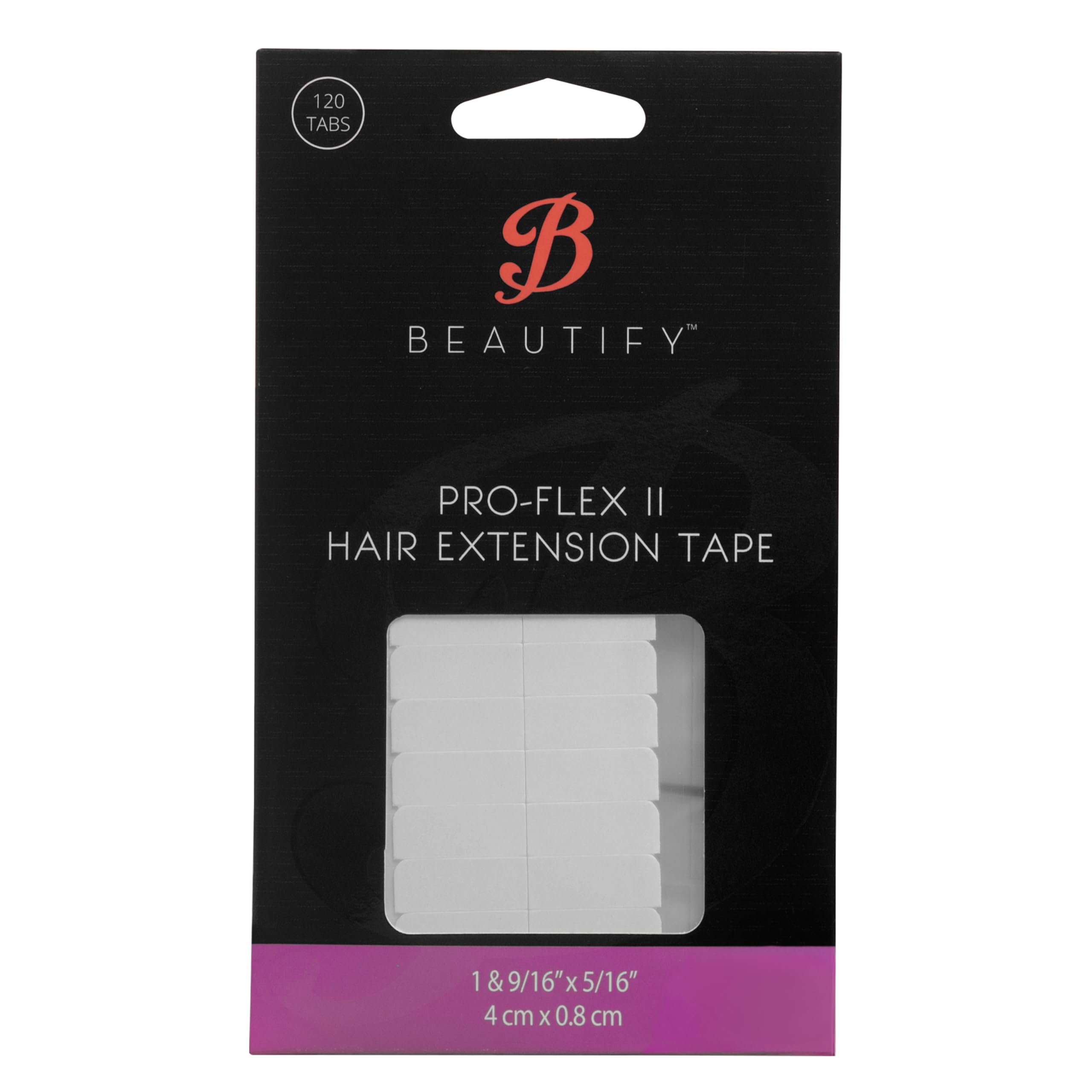 Beautify Pro-Flex II Extension Tabs 120 Pieces for Tape in Hair Extensions, Hair Tape Prep, Wig Applications and Lace Systems Offering Strong Hold, Hypoallergenic Comfort and Low Residue for Long Wear