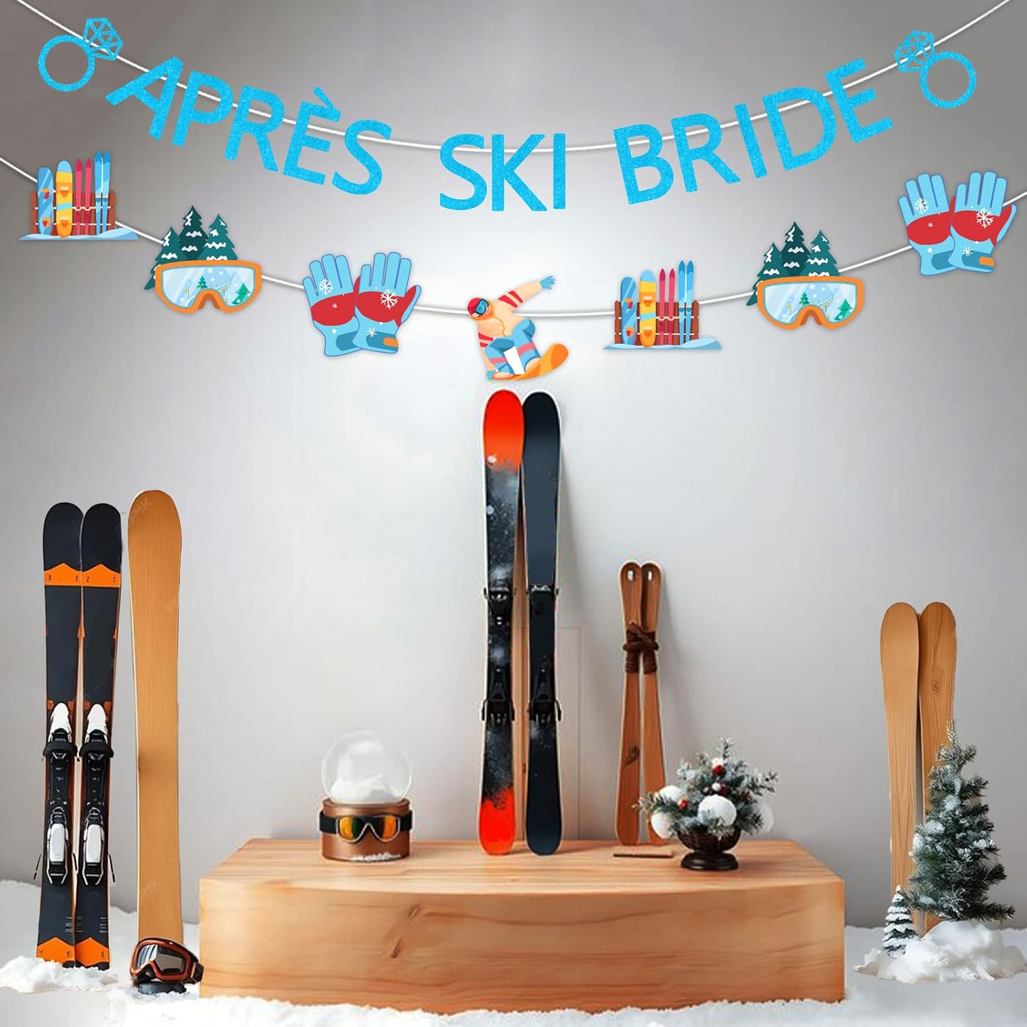 Blue Skiing Theme Bachelorette Banner, Après Ski Bride Sign for Bachelorette Party, Bridal Shower, Wedding, Sports Party