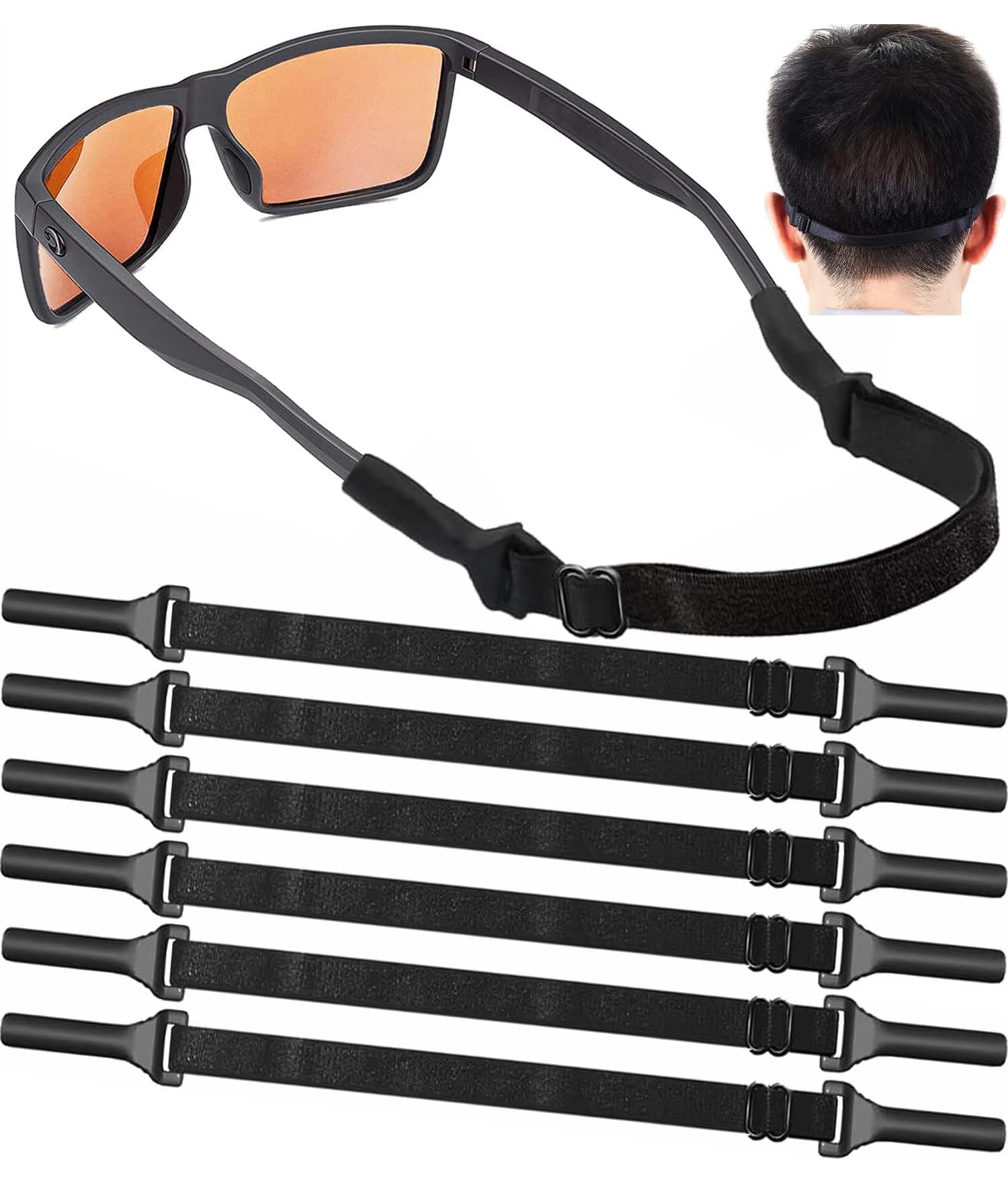Adjustable Glasses Straps - 6 Pcs No Tail Elastic Eyewear Retainer for Men and Women Sunglasses String Kids Eyeglasses Lanyard