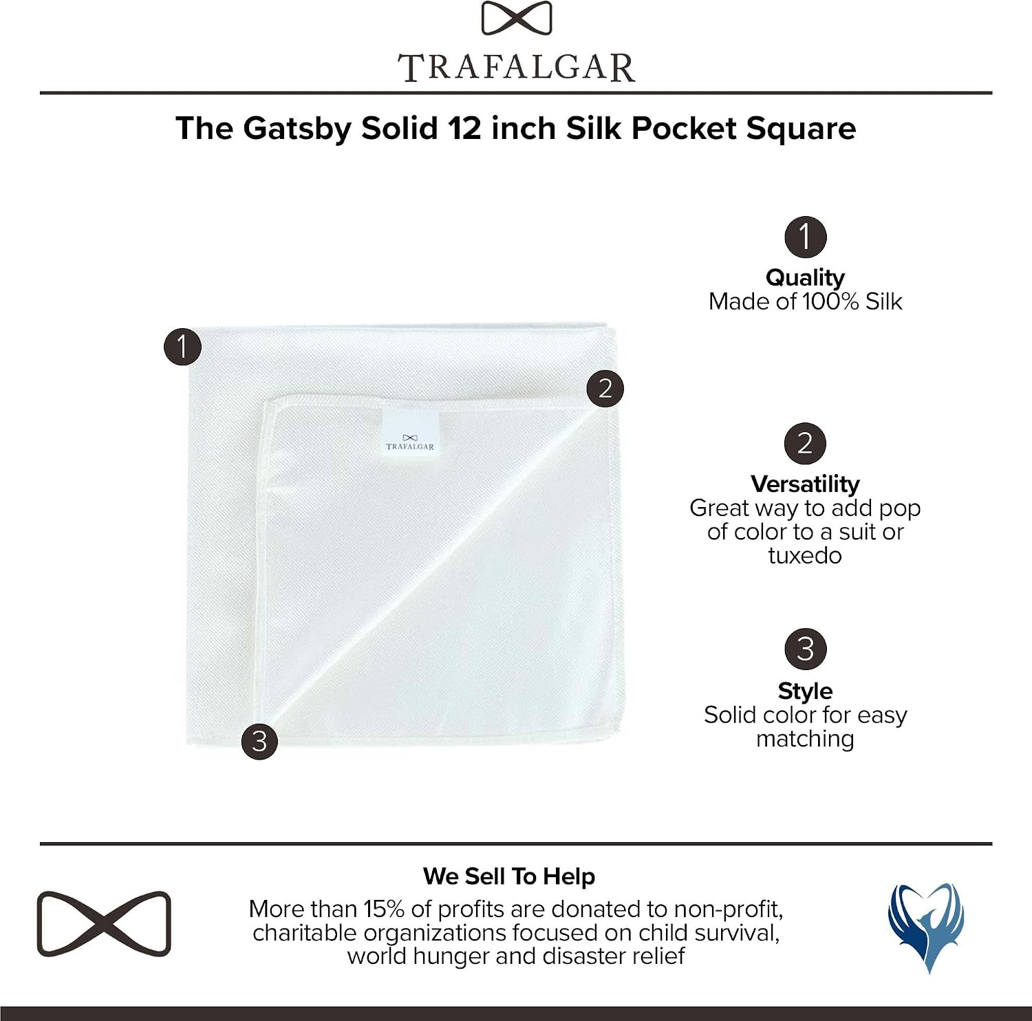 Trafalgar Men's The Gatsby Silk Pocket Square 12x12 Men's Formal Accent