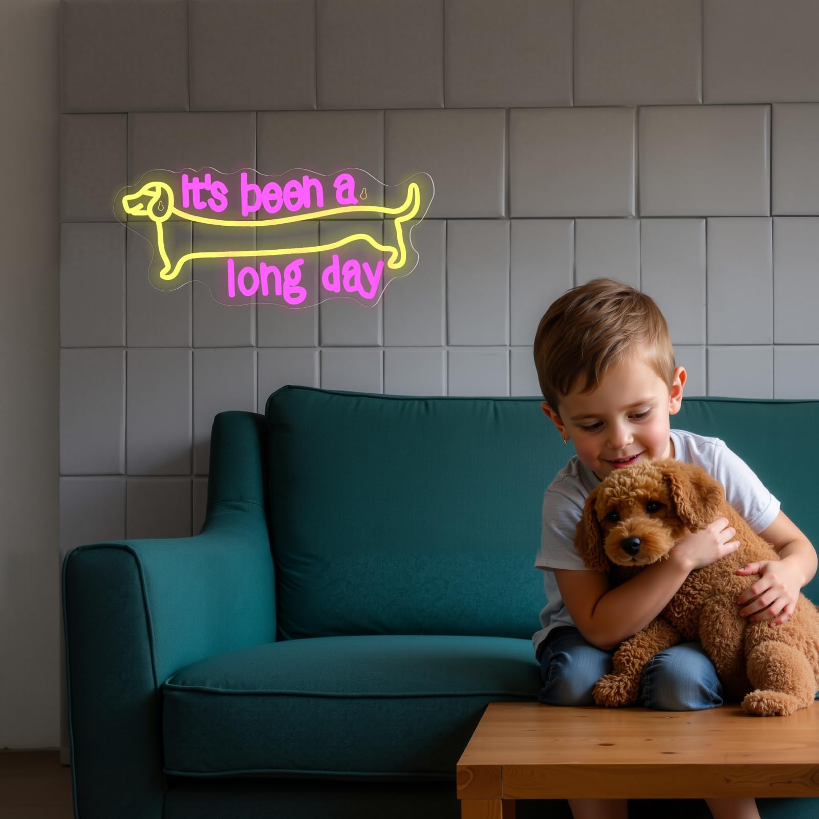 It's been a long day Dachshund Neon Led, Bassotto Scritte Neon Decorazione da Parete, Insegne Luminose Adatto per Camera da Letto, Soggiorno, Cameretta dei Bambini, Festa di Intrattenimento