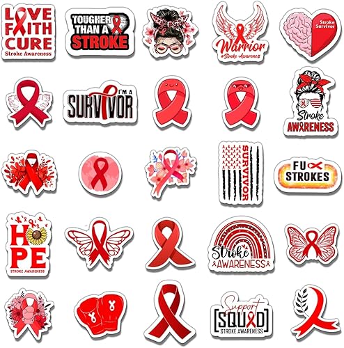 Miniatura 3 de Paquete de 50 calcomanías de sobreviviente de conciencia sobre accidentes cerebrovasculares para botellas de agua, vinilo impermeable, portátil,