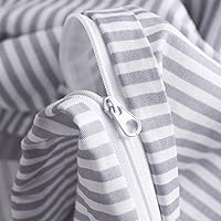 Vista 5 de Wake In Cloud - Juego de funda de edredón a rayas de algodón, rayas de cuadro de granja, 100% ropa de cama de algodón, 3 piezas, gris blanco