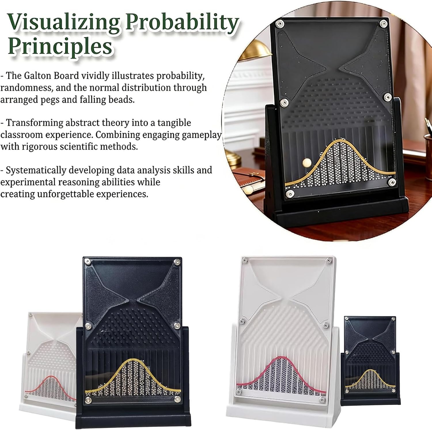 Kit Didattico Galton Board Per Famiglie - Modello Interattivo Per La Dimostrazione Della Probabilità, Strumento Didattico Di Fisica E Statistica Per Listruzione Domiciliare Per Bambini, Ragazzi E