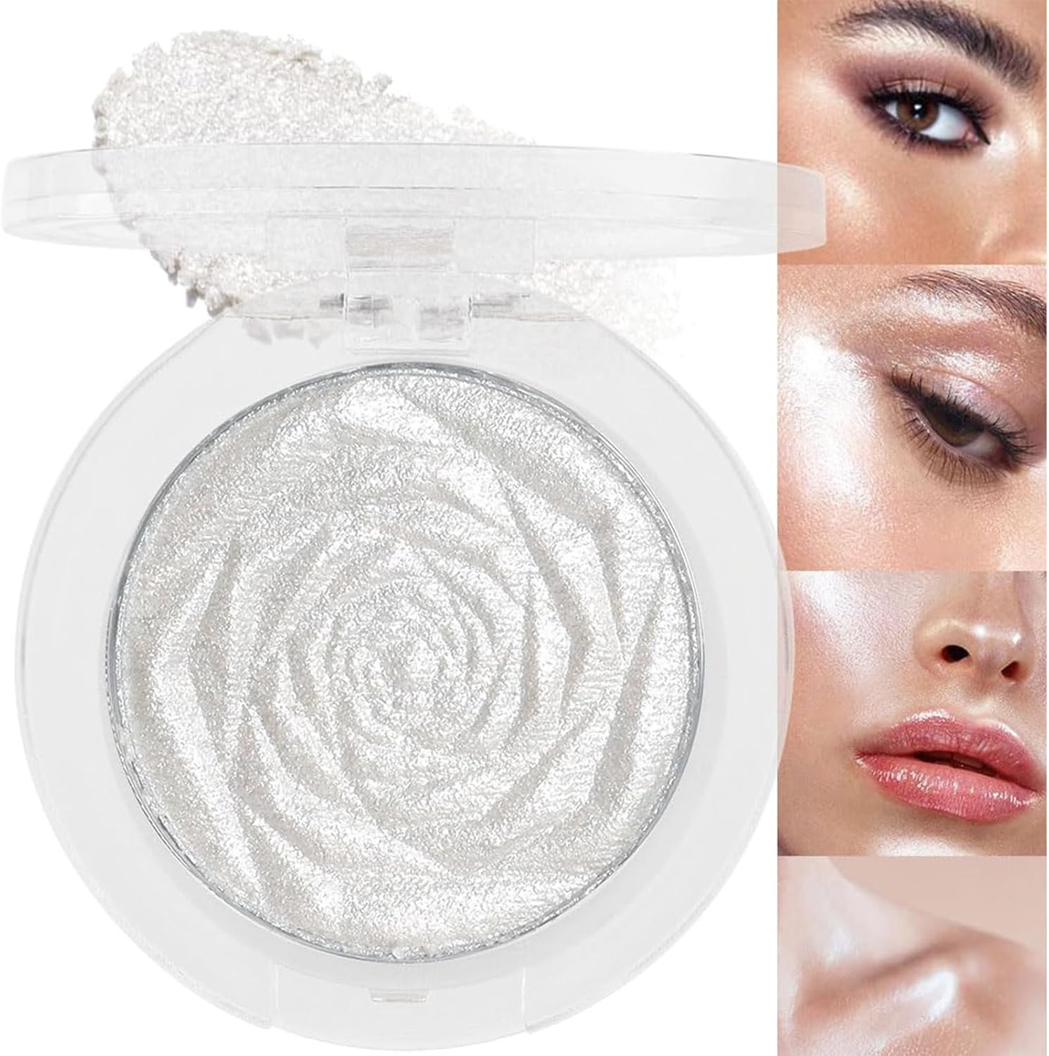 Lilbitty 1 illuminateur de maquillage blanc à paillettes pour le visage et le corps, poudre brillante diamant pour joues, yeux et nez, maquillage longue durée pour un look brillant