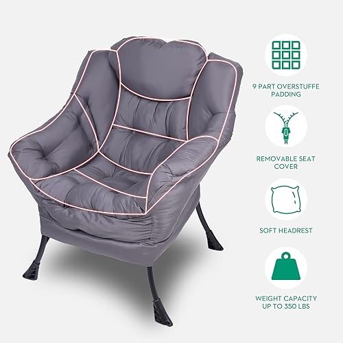 Miniatura 5 de VIVIJASON Silla perezosa de tela moderna  Silla de salón contemporánea de acento suave  Silla de sofá con marco de acero individual con