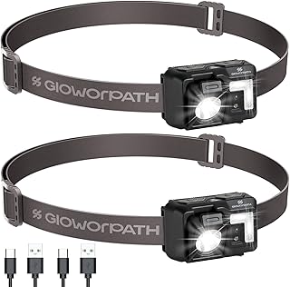 GloworPath GloworPath Led Headlamp Rechargeable, Super Bright Headlight Flashlight with Red Light, Motion Sensor Head Lights for Forehead, Waterproof Lightweight for Adults, Outdoors, Camping, Running