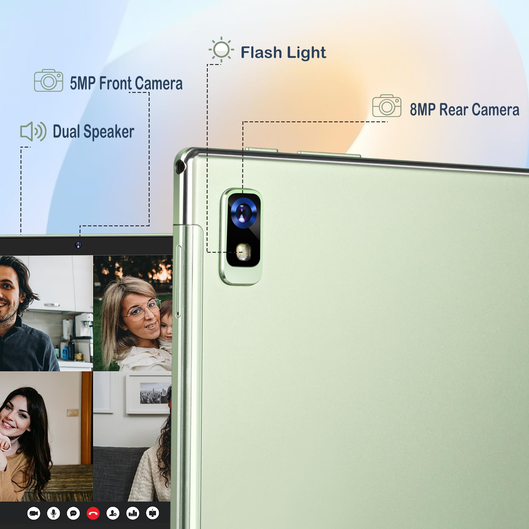 Oangcc Tablet 10 Pollici Android 13 OS Tablets con 5G WiFi, 12GB+128GB(TF 512GB/1TB), Octa-Core, Processore 2.0 GHz, 8000mAh, Schermo Widget, Controllo Parentale, Tablet con Tastiera+Mouse - Verde