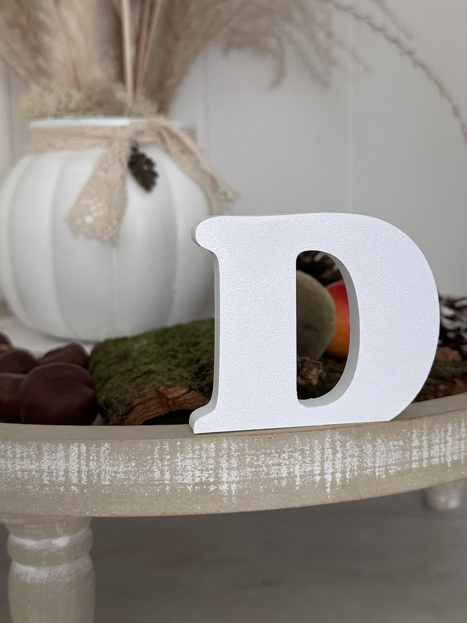 3D-Dekobuchstaben, Einzelbuchstaben von A-Z, 0-9 und &, für individuelle Schriftzüge, Namen und Wörter; Hochzeit, Geburt, Geschenke, Kinderzimmer (Weiß, D)