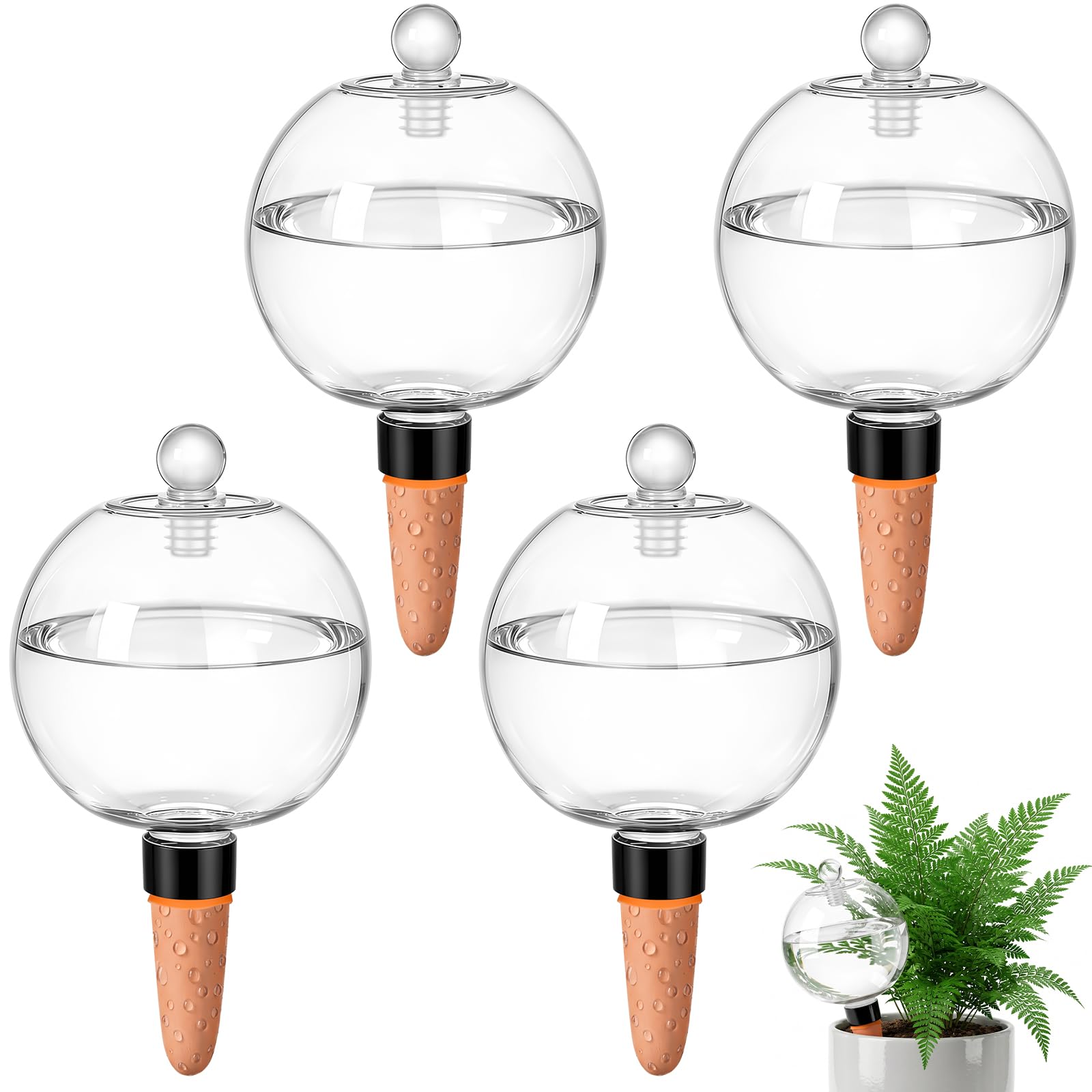 Aolso 4 Pack Self Watering Spikes, Automatic Drip Irrigation System, Plant Watering Globes with Lid for Indoor & Outdoor-4-Pack