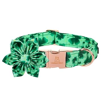 Lionheart Glory St. Patrick's Day Dog Collar, Dog Collar with Flower, Cute Floral Pattern Pet Collar Adjustable Dog Collar for Small Dogs