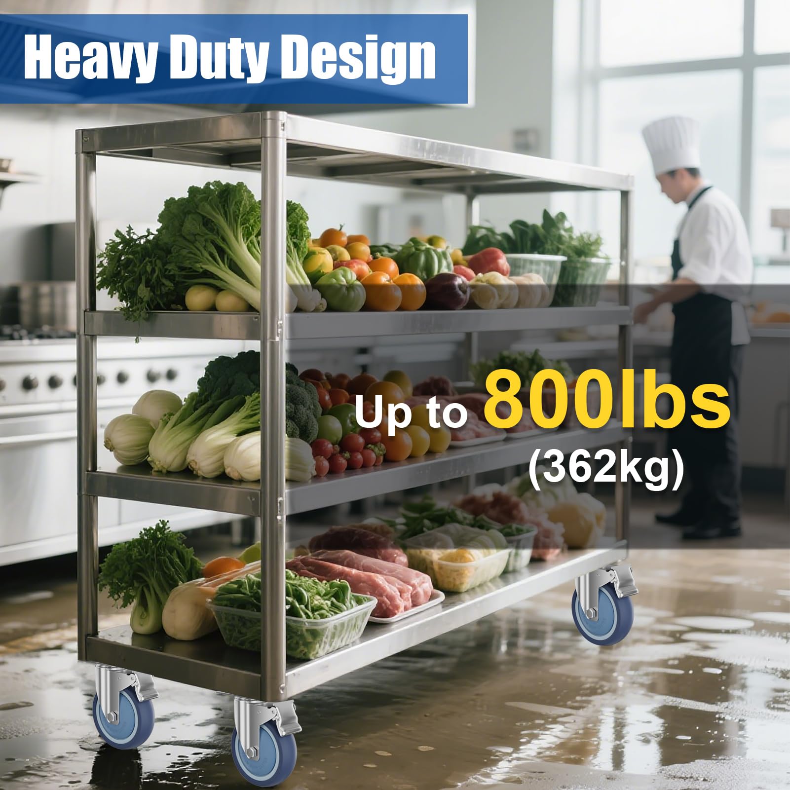 Stainless Steel Plate Casters - Heavy Duty & Lock -7