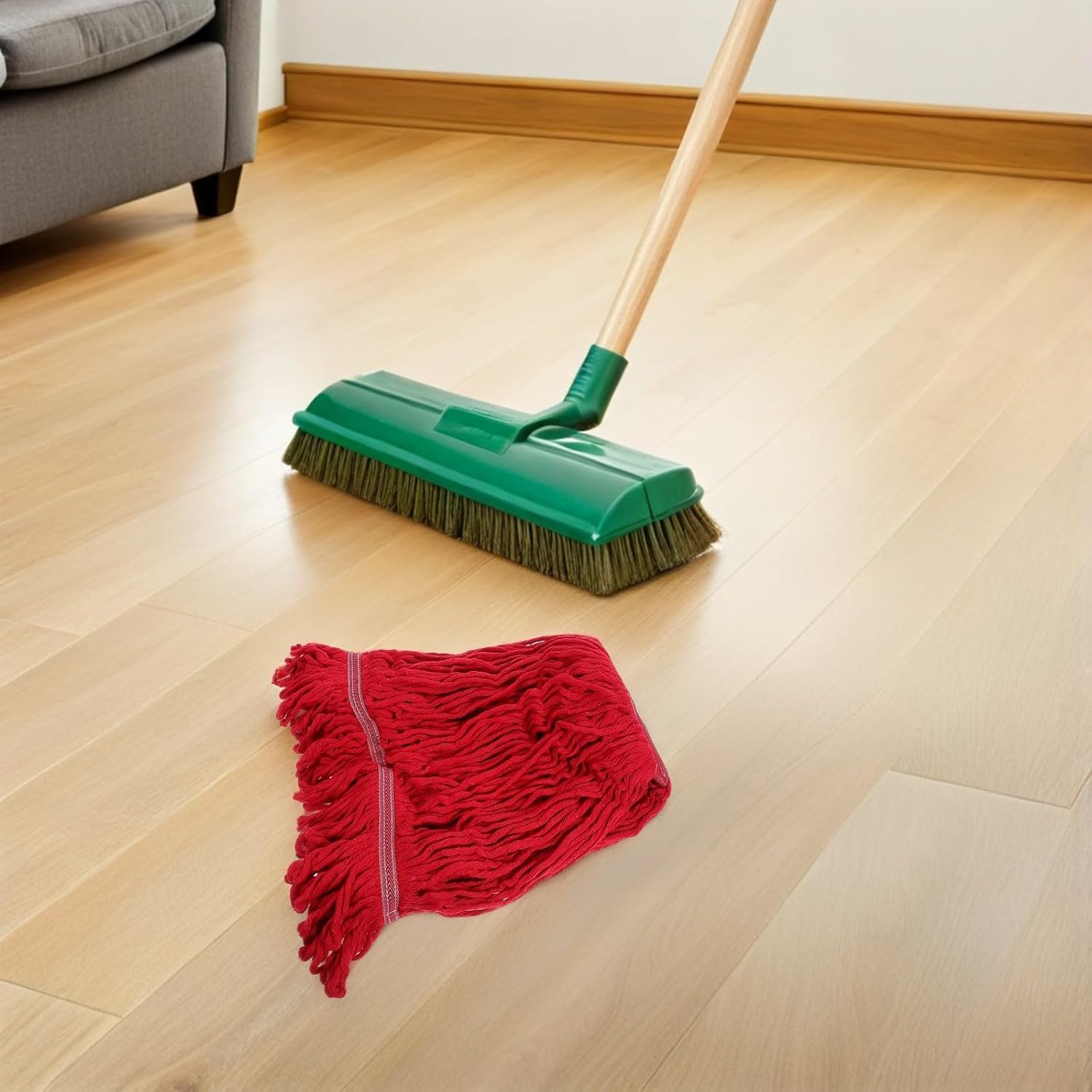 NOLITOY Replacement Cotton Mop Head 2pcs Set, Detachable Washable Floor Mop Refills for Industrial and Commercial Wet Cleaning, Suitable for Hardwood and Ceramic Tile Floors