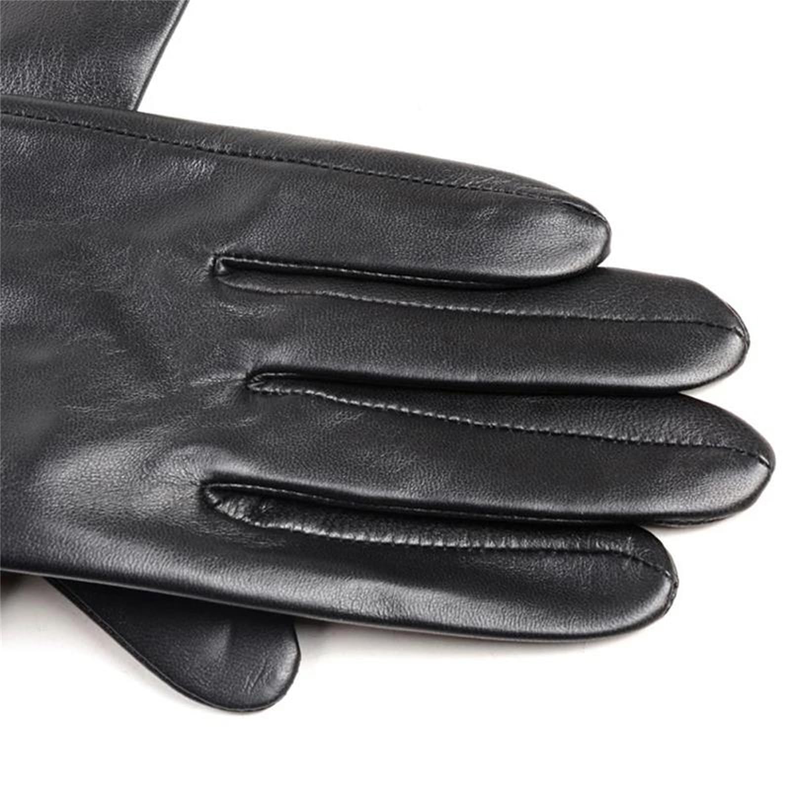 Guantes de piel de oveja auténtica morada para hombre, sin forro, abertura lateral, para pantalla táctil, mensajes de texto, conducción, moda