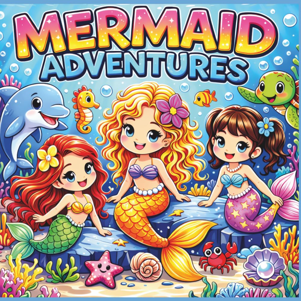 Mermaid Adventures: 50 Cute Mermaid Coloring Pages for Kids Ages 4–10 | Magical Underwater Adventures with Friendly Sea Animals | Bold Easy Designs for Girls Who Love Mermaids