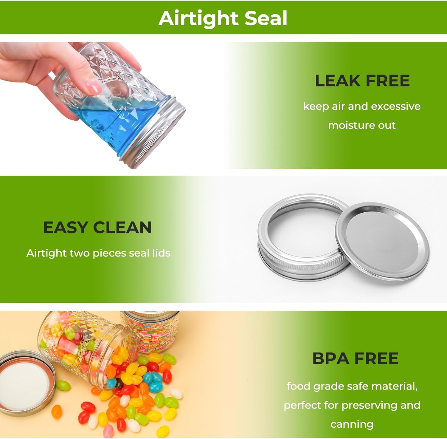 Keketin 8 oz Mason Jars with Airtight Lids,20 Pack Wide Mouth Glass Canning Jars,240ml Glass Mason Jar Diamond Jelly Jars for Honey,Jam Preserving,Fruits Salad,Baby Foods,Party Favors - Image 3