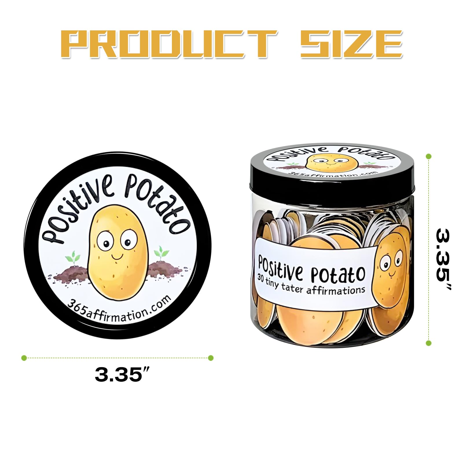 TKWINKT 30 Pack Positive Pickles Affirmations, Emotional Support Pickle, Positive Potato, Affirmation Card Jar, 30 Unique Positive Messages, Daily Affirmation Cards (Potato)