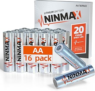 NINMAX® Lithium AA Batteries 16 Pack, 3500mAh 1.5V Longest Lasting Double A Battery for Blink Outdoor Camera and High-Drain Devices【Non-Rechargeable】