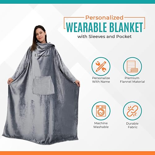 Miniatura 9 de Personalized Passion - Manta con nombre personalizado para hombres y mujeres adultos  Manta de forro polar suave y cómoda con bolsillos