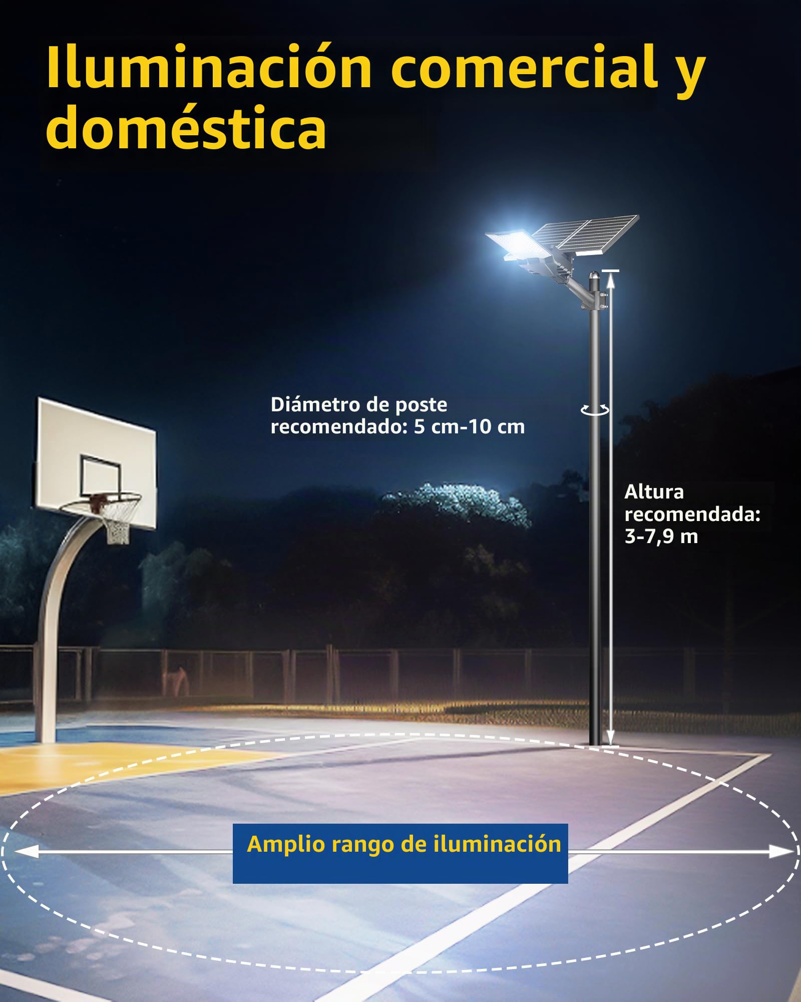Gefolly SL-18000W Farolas Solares Exteriores, Focos Led Exterior Solares