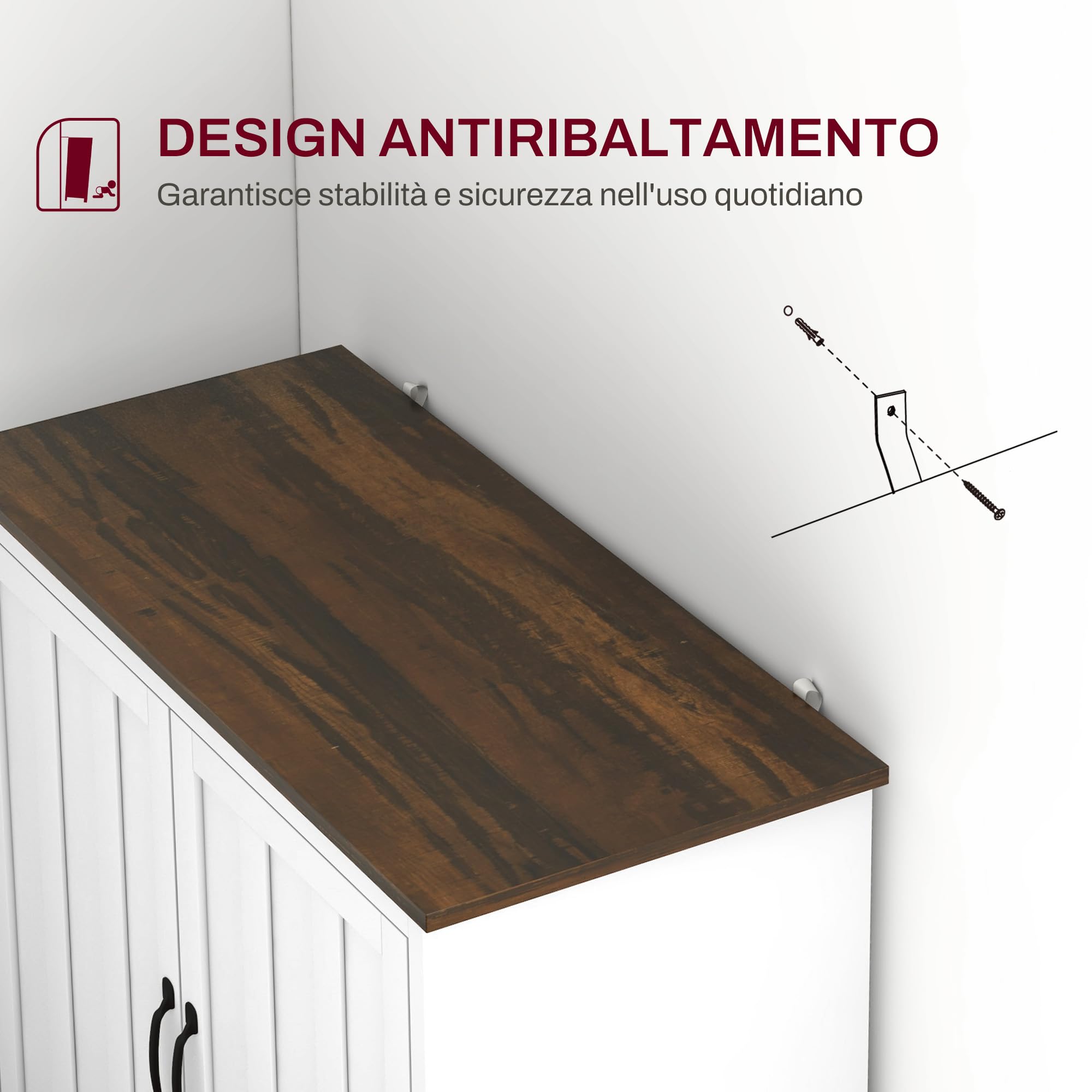 HOMCOM Credenza Cucina Moderna Mobile 2 Ante in Legno 80x39.7x80cm Bianco | Ripiano Regolabile, per Soggiorno e Ingresso