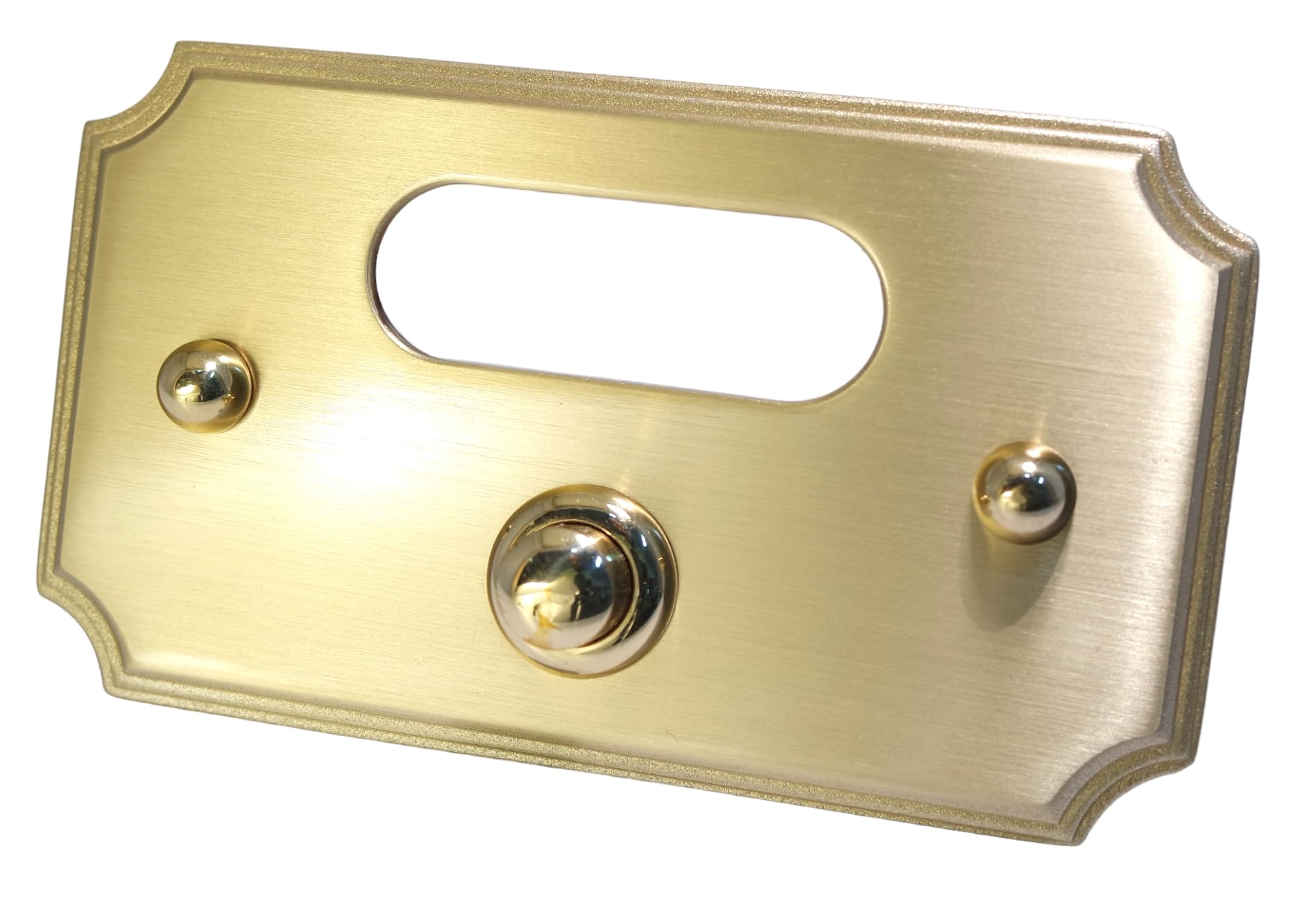 Neroni Mameli Campanello in Ottone Satinato per Esterno abitazione - Porta Ingresso Casa, con Pulsante Elettrico - Modello Tiberio - Made in Italy