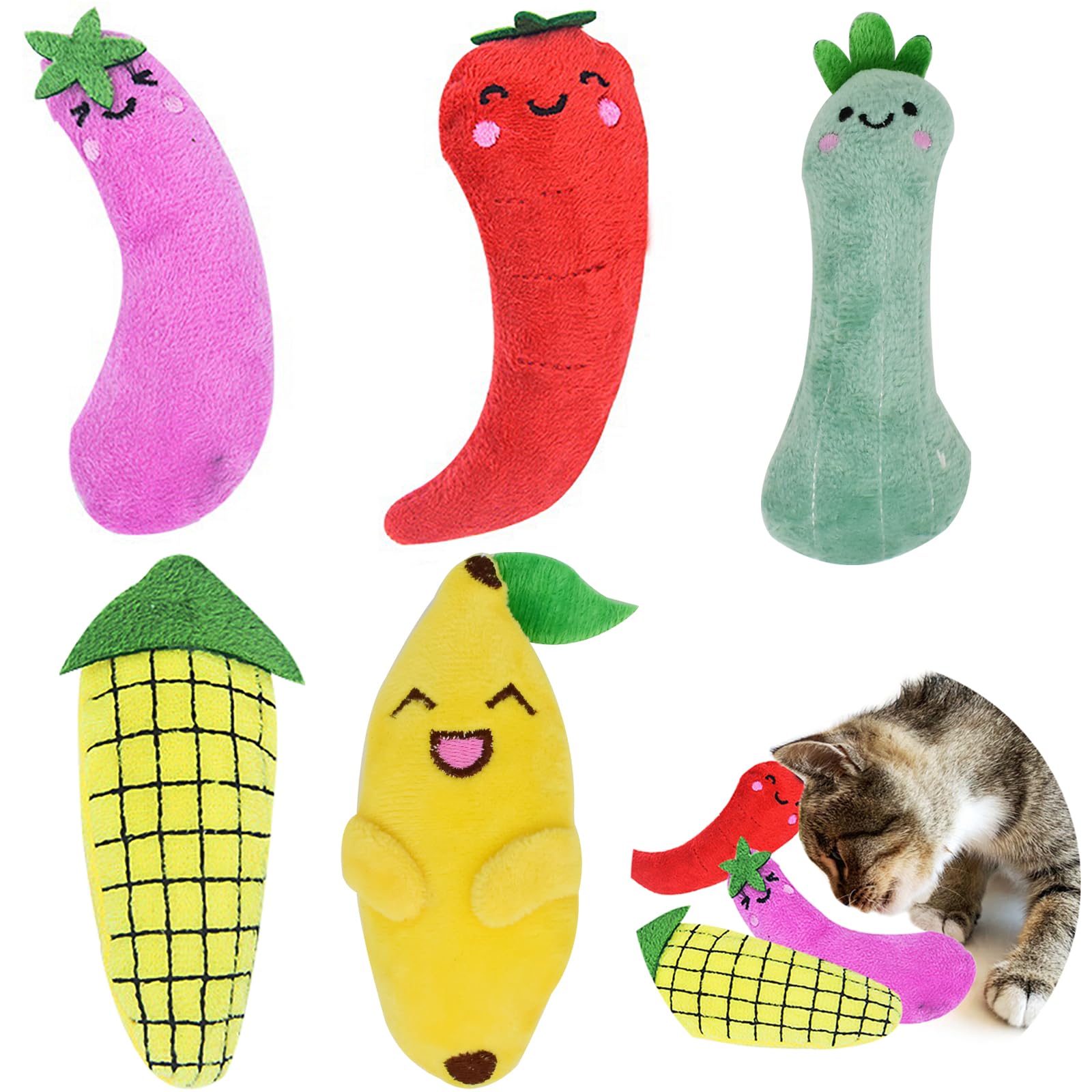 GKYZBB 5pcs Catnip Toys,Catnip Toys for Cats, Cat Toys with Catnip, Cat Toys for Indoor Cats, Interactive Cat Toy, Cat Chew Toy,Cat Toys for Kittens Kitty
