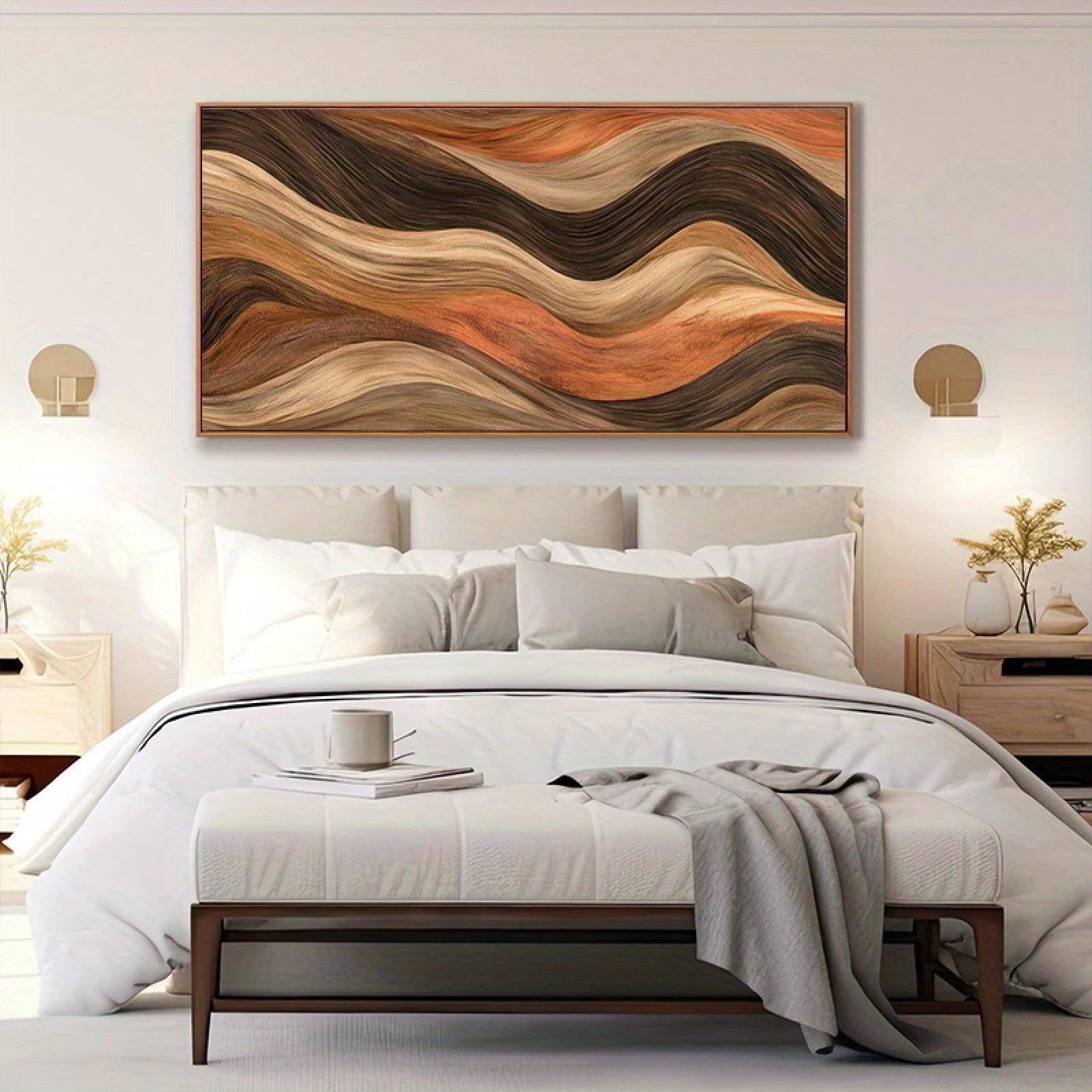 Stampa Su Tela Con Cornice SIGNWIN - Quadro Astratto Bosco Di Pino Marrone, Forme Geometriche Metà Secolo, 40,6x61 Cm