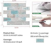 Vista 12 de DEWOO 20 hojas de azulejos de pared autoadhesivos estilo rustico para despegar y pegar para cocina estilo granja, aspecto de madera sintética