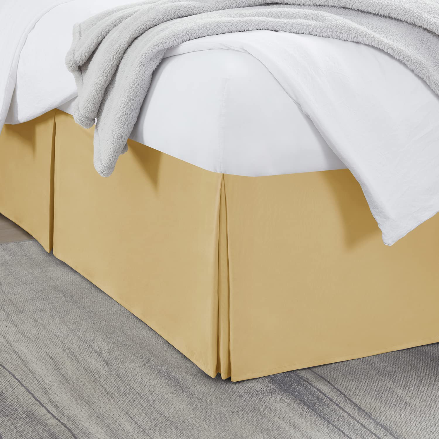 Nestl Gold Bed Skirt Cal King Size - Cal King Bed Skirt 14 Inch Drop - Brushed Microfiber Bed Skirts - Hotel Quality Pleated Bed Skirt - Shrinkage &amp; Fade Resistant