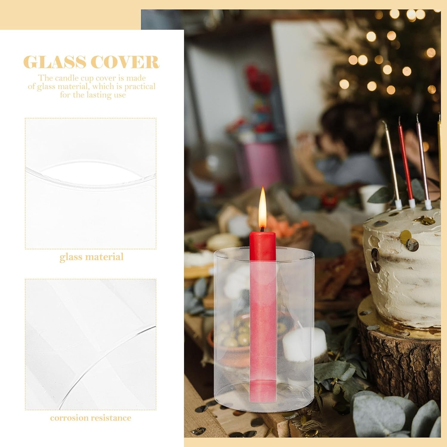 Glass LED Candle Shade Cover for Wedding and Home Decor