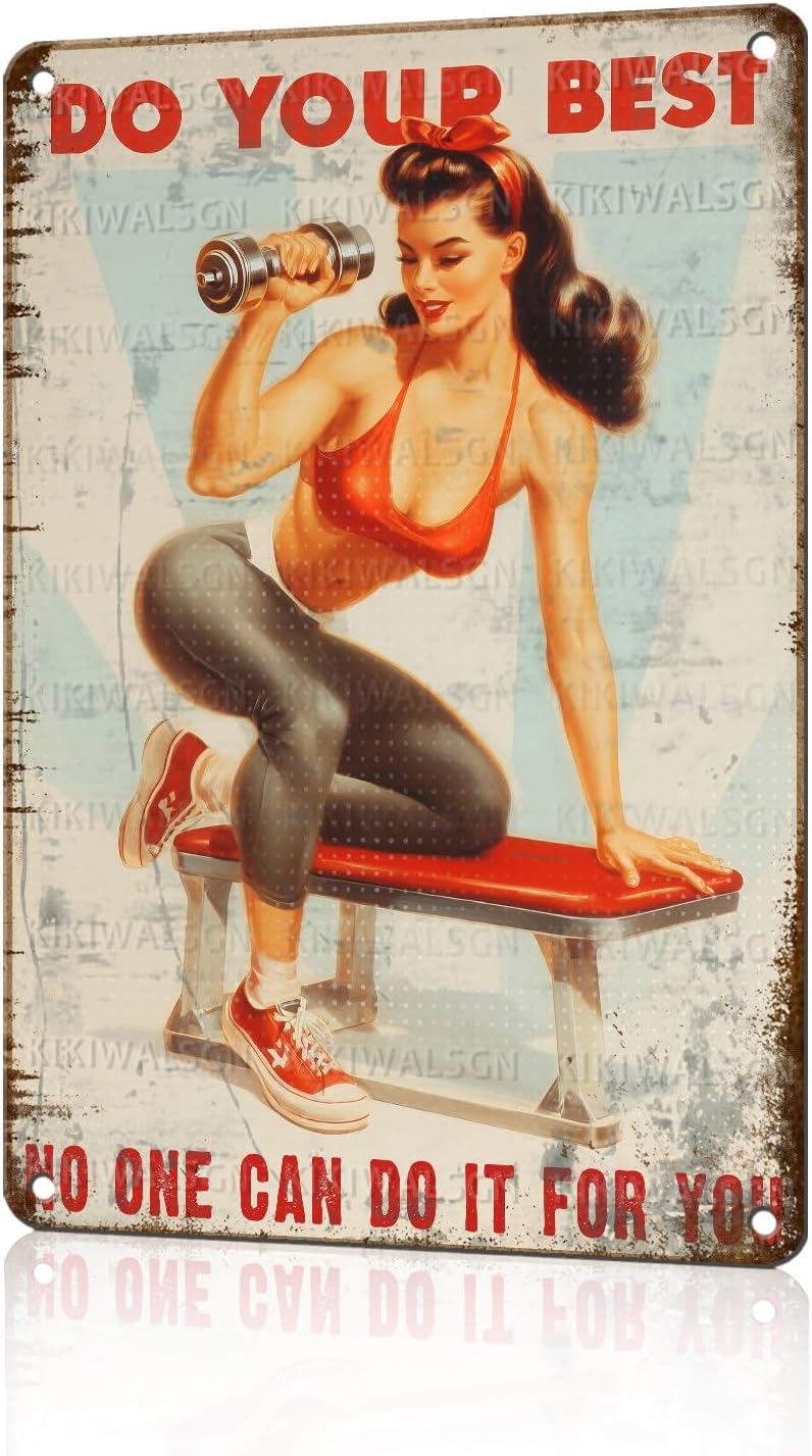Strength Sport Metal Tin Sign Do Your Best No One Can Do It For You Gym Wall Art Vintage Metal Tin Sign For Powerlifting Den 8x12Inch