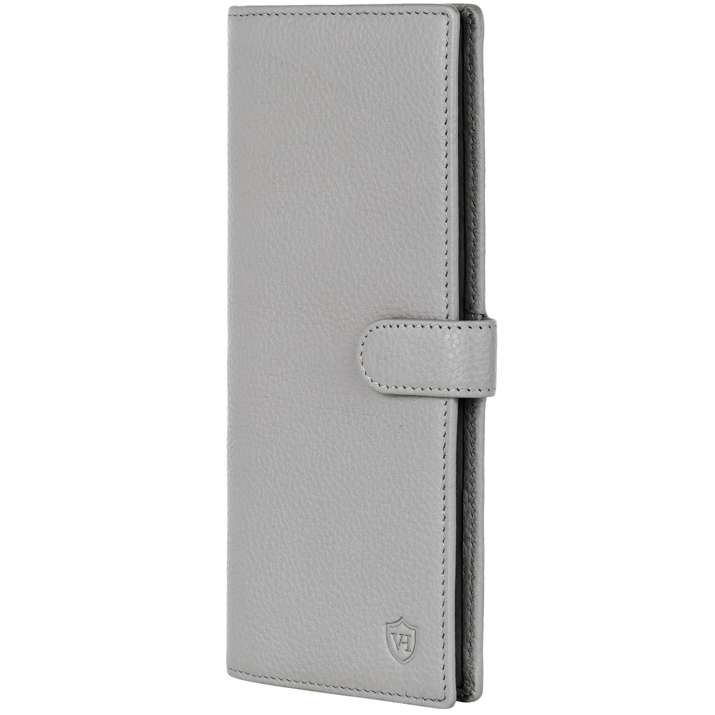 VON HEESEN Leder Geldbörse mit RFID-Schutz - Portemonnaie für Damen & Herren aus echtem Leder - Wallet mit Münzfach - Geldbeutel für Frauen und Männer in Grau