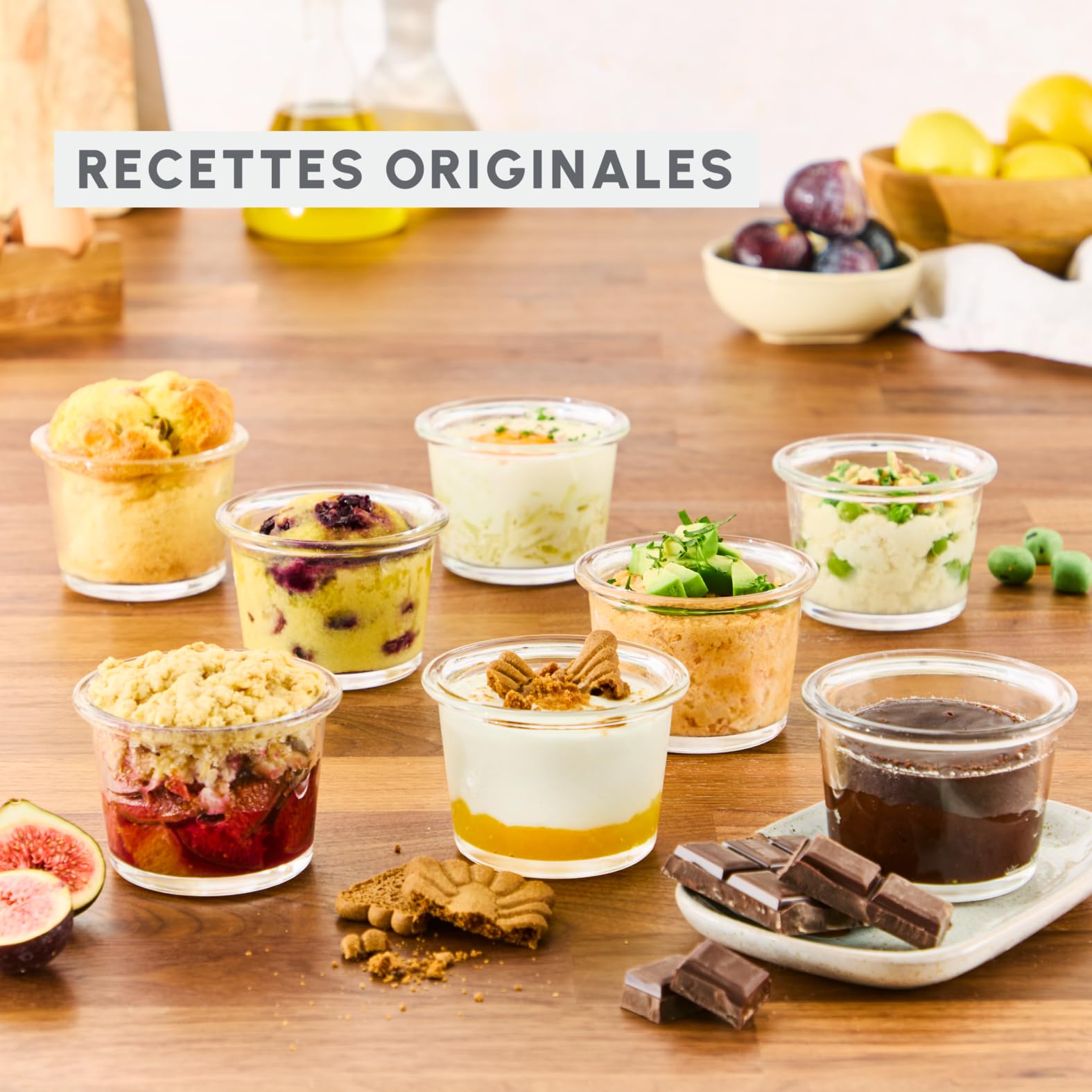 Moulinex Kit de 8 verrines superposables, Cookeo, Couvercles, Entrées, Yaourts et desserts, XA6140E0